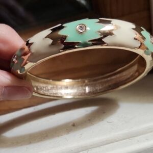 Vintage Landau Enamel Hinged Cuff Bracelet